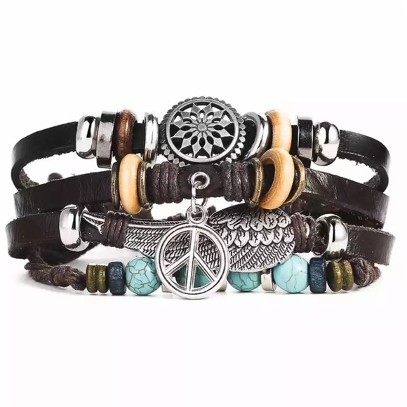 Jewelry - Peace Beads & Bangles Leather Bracelet Wrist Wrap